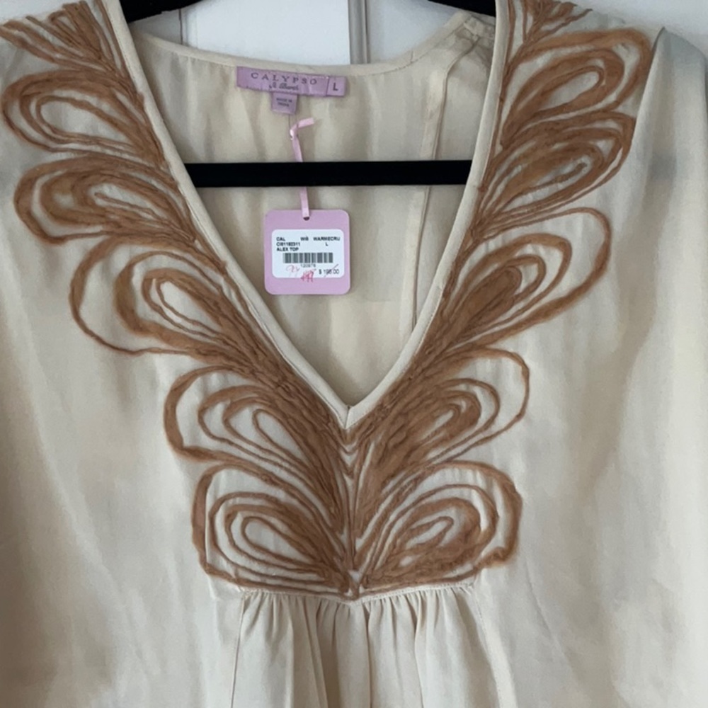 Calypso st Barth Alex top large NEW cream and tan